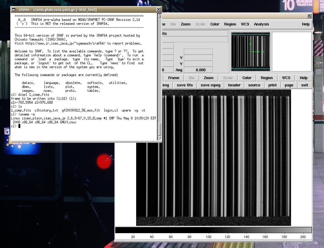screen shot of IRAF on x86_64